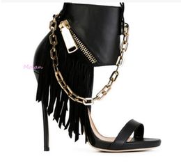 2017 summer women sandals gold chain tassel shoes sexy gladiator sandals fringe high heels runaway party shoes