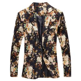 Wholesale- 2017 Spring floral blazer men suit korean slim big size new casual jacket suit euro Popular style, fashion men's blazer