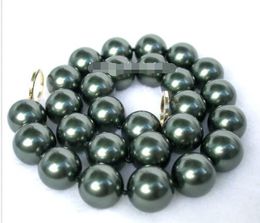 Authentic round black south sea shell pearls necklace