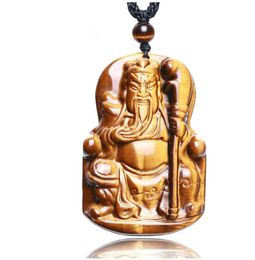 good luck tiger eye stone chinese guanyu Amulet guan gong charm pendant