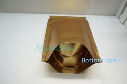 12x20cm, 100pcs/lot X Matte gold Stand up Aluminium foil Zip Lock bag-reusable coffee bean plastic poly pouch, zipper dustproof sack
