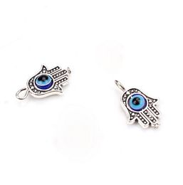 MIC Free Shipping 50Pcs/Lot Hamsa Hand EVIL EYE Kabbalah Good Luck Charms Pendant 17x12mm