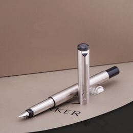 2pc gift Parker Stainless Steel With Silver Trim Medium M Nib Fountain Pen