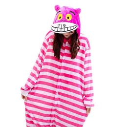 Cheshire Cat Onesies Unisex Sleepsuit Adults Cartoon Pyjamas Cosplay Costumes Animal Onesie Sleepwear Winter Warm Jumpsuit