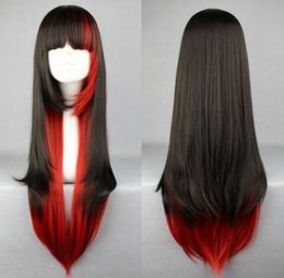 lolita charm UK - Wholesale free shipping >>>>New Long Charm Lolita Red Black Mixed Straight Anime Cosplay wig