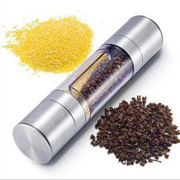 Pepper Grinder 2 in 1 Stainless Steel Manual Salt & Pepper Mill Grinder Kitchen Tools Accessories for Cooking fast shipping