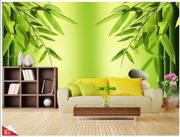 Photo any size Bamboo green stone mural 3d wallpaper 3d wall papers for tv backdrop