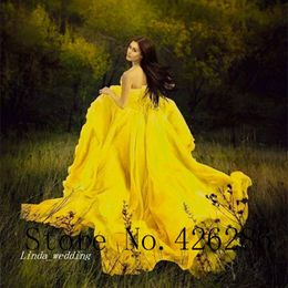 High Quality Yellow Colour Evening Dress Custom Make V-Neck Chiffon Long Formal Special Occasion Dress Party Gown Plus Size
