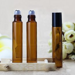 1ml 2ml 3ml 5ml 10ml Empty Amber Mini Roller Glass Bottles with Metal Roller Ball For Essential Oil Mini Perfume Sample Bottle Free-DHL