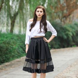 100% Real Image Elegant Black Skirts Knee-Length Fashion Party Skirts A-Line Custom Made New Arrival Cheap Girls Skirt