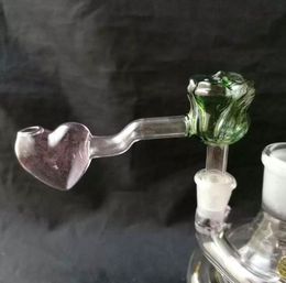 Color rose heart glass pot smoking pipe Glass gongs - oil rigs smoking vap - vaporizer, color and style random delivery