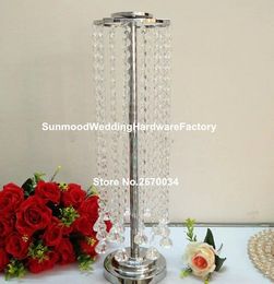 wholesale crystal candle stand with hanging beads for wedding