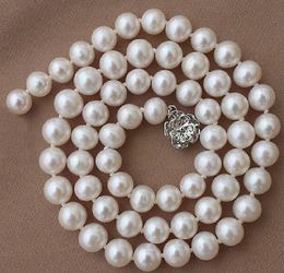 very pretty 10-11mm nature south sea white pearl necklace 18 inch242o
