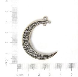 100pcs/lot Charms hollow moon Antique Making pendant fit,Vintage Tibetan Silver,DIY bracelet necklace 40*30mm