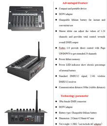 Free shipping CE Good Quality CE Black Compact Mini DMX Console with Battery and Wireless DMX Receiver