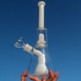 Glass Beaker Bongs Showerhead Perc Bong 12 inch recycler dab rig water pipes white bubbler smooth pipe