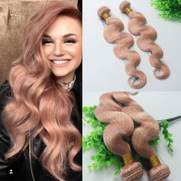 Hot Pink Colorful Human Hair Bundles Rose Gold Brazilian Body Wave Remy Pink Hair Bundles For Summer Wholesale