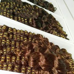 Wholesale Weaves 10pcs/lot Brown Hair Extension Wavy processed Brazilian Asian hair bundles Exciting Shopping