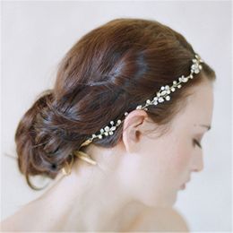 Wedding Bridal Headband Ribbon Crown Tiara Crystal Rhinestone Hair Accessories Pageant Headpiece Silver Gold Princess Hair Band Jewellery