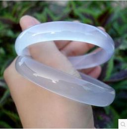 White agate bracelet female pure natural addition of wide and thick jade crystal bracelet, Brazilian fine white ice jade bracelet