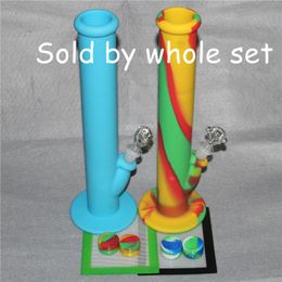 newest arrivel silicone water pipe smoking pipes with glass bowl long silicone bongs height 14 silicone water bong sold by whole set