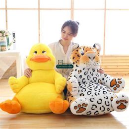 Dorimytrader Lovely Cartoon Duck Tiger Plush Kids Chair Cushion Soft Stuffed Anime Mini Sofa Animal Doll Toy Baby Gift 60cm X 60cm DY61705