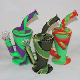 new Colourful honeycomb silicone bong dab oil rig 10 4 tall Colourful glass water pipes 14mm male joint hookahs