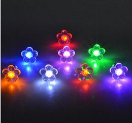 Christmas party light up CZ crystal earrings kids dance club LED Luminous Plum blossom petal Stud Flash Earrings festive event props