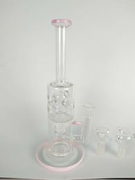 Pink edge hookah,glass bongsand glass pipes, high, 30 CM, tube diameter of 6.0 CM, joint size : 18 mm