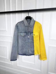 -Модные мужские джинсовые куртки с длинным рукавом Vintage Man Jean Coats Мужские OWash ковбой попал в желтую шкуру цвета