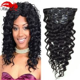 Hannah product Clip In Hair Extension Deep Curly Wave Human Hair Extensions 7A Brazilian Hair Clip In Extension