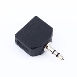 Freeshipping 20pcs/lot Black Colour 3.5mm Jack 1 to 2 Double Earphone Headphone Y Splitter Cable Cord Adapter Plug for MP3 Phone