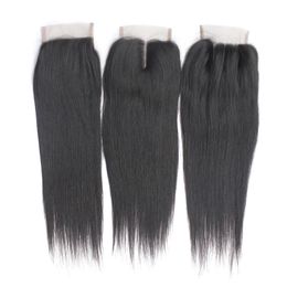 Wholesale 10pcs/lot 3 Part Virgin Lace Closures Brazilian Human Hair 1B 130% 4*4 inch Remy Straight Swiss Lace Top Closures Free Shedding