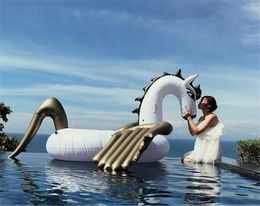 Summer Inflatable Float Giant Unicorn Pegasus Water Swimming Floats Raft Air Mattress Swim Ring Ride-On Pool Beach Toy DHL/Fedex Shipping