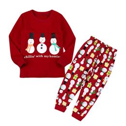 Toddler Kids Baby Girl Boy Clothes Set Christmas New Snowman Print Letter Tops Pants Autumn Spring Pyjamas Sleepwear Nightwear Clothes