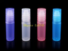 100pcs/lot Free Shipping 3ml Plastic Roll on Bottle Empty Essential Oil Sample Container Perfume Packing Roller Bottles 4 Colour