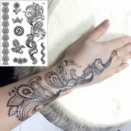 -Preto branco henna taty Renda Falso tatuagem adesivos Metálico temporário flash tatuagens Árabe Na Moda Tatuagens Tatuagens new