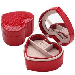Heart-shaped pu Rings Jewelry Box Pendant Locket Jewelry Container Case New Jewelry Packaging & Display Storage Boxes F20171744