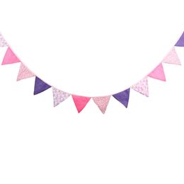 Cotton Fabric Banners Personality Wedding Bunting Decor Pink Vintage Party Birthday Baby Show Garland Decoration