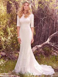 Modest Mermaid Wedding Dresses Half Sleeves Country Wedding Dress Plus Size Wedding Guest Gown Bridal Dress