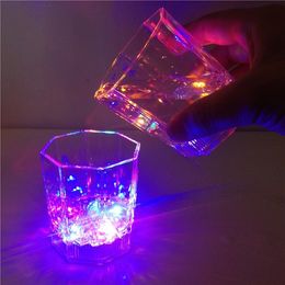 Light Flashing Cup Drink Cup LED Small Beer bar Mug octagonal Nightclub For Parties Wedding Clubs Christmas halloween decoration