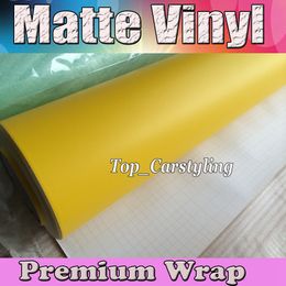 Yellow Satin Vinyl Car Wrap Film With Air Bubble Free / Matte Vinyl For Vehicle Wrapping Body Covers foil 1.52x30m/Roll (5ftx98ft)