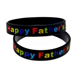 1PC Happy Father Day Silicone Rubber Fashion Wristband Rainbow Color Letter Logo for Family Party Gift