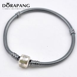 DORAPANG Authentic 100% 925 Sterling Silver Leather Rope Fit Bracelet Charm Bead Bangle for Women Jewelry DIY Bracelet Gift 8034