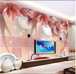Fashion flowers TV background wall mural 3d wallpaper 3d wall papers for tv backdrop