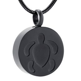 LkJ9928 Black Colour Memorial Urn Necklace Turtle Shape Engraving Pet Cremation Jewellery Funeral Urns Ashes Holder