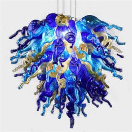 100% Hand Made Blown Glass Chandelier Coloured Art Modern Ceiling Decorative Hotel Decor LED Light