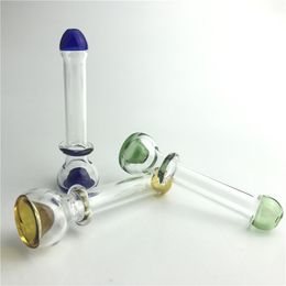4 5 inch colorful glass pipes with green blue brown clear glass filter tips hand smoking pipes for tobacco