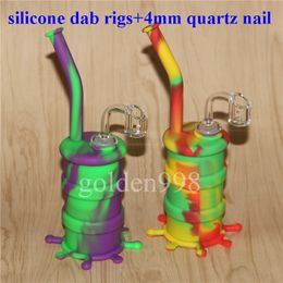 hookahs Silicone Hookah Water Bongs Silicon Oil Dab Rigs Pipes With Clear 4mm 14mm Male Thickness Quartz Nails