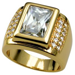 Men 18k Gold Filled CZ Wedding Engagement Ring Band size 8-15 r199